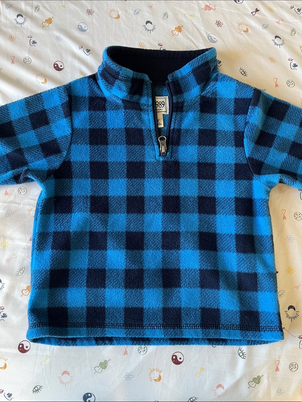 Place Blue & Navy Buffalo Check Half-Zip Fleece Pullover - Kids 3T